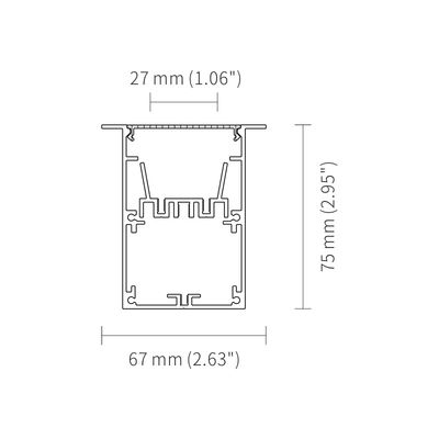 50mm Width Recessed Aluminum Led Profile IP20 Sandblasting Oxidation