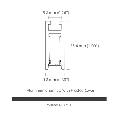 Anodized 9.8*44.3mm Slim Aluminium Profile Indoor Suspended