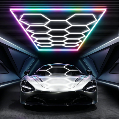 2026 Новая 14-гранная RGB-потолочная светодиодная сотовая лампа с дистанционным управлением 24 В IP20 для спортзала, салона, гаража, бара, атмосферного освещения, готова к сертификации CE