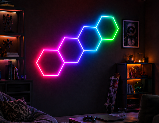 Модульные RGB светодиодные шестиугольные световые панели для соломинки идеально подходят для мастерских гаражей и офисов