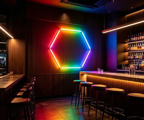 Хорошая цена RGB LED Hexagon Light Модульная система потолочного освещения для гаража, спортзала, мастерской, офиса Онлайн