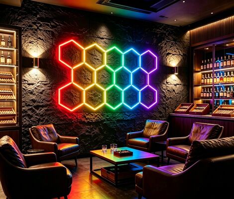 Модульная система шестиугольных светодиодных RGB-панелей для гибкого освещения в гараже, спортзале, мастерской и офисе